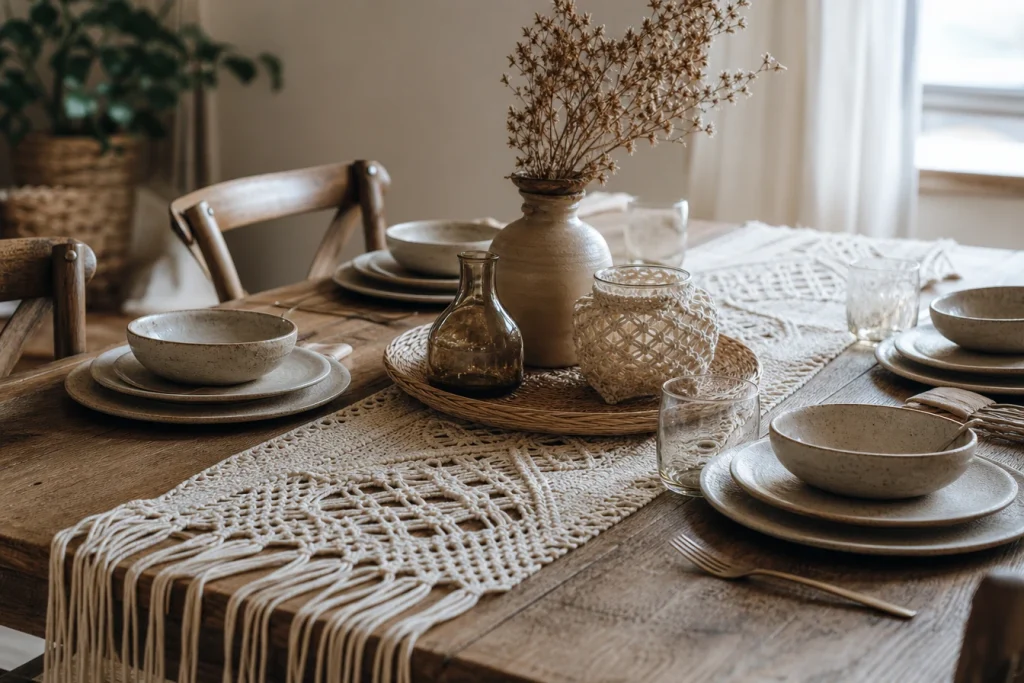 Esprit slow déco : optez pour le macramé sur la table