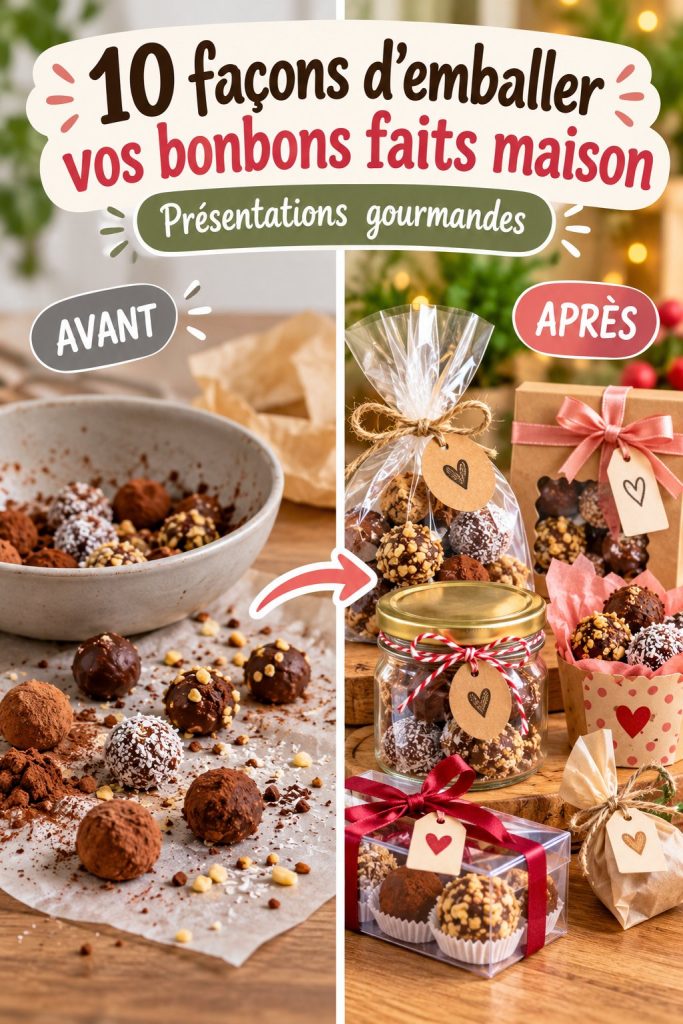 Différents types d'emballages pour bonbons maison dans un environnement créatif