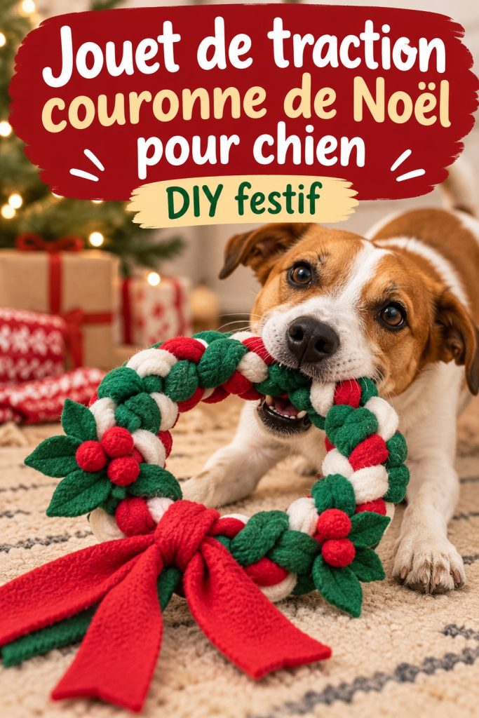 Jouet de traction couronne de Noël pour chien